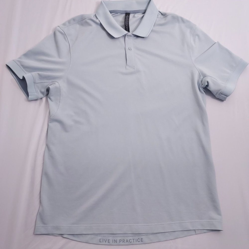 Lululemon Mens Polo Golf Shirt Light Blue XL Short Sleeve Vented  X-Large
